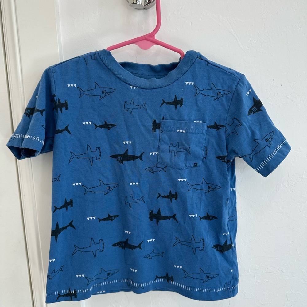 Blue shark Print Short Sleeve Tee